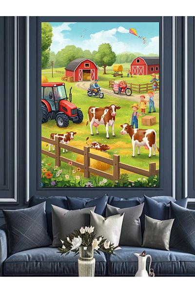 Tablomega Pânză decorativă Farm Landscape - Lemn MDF