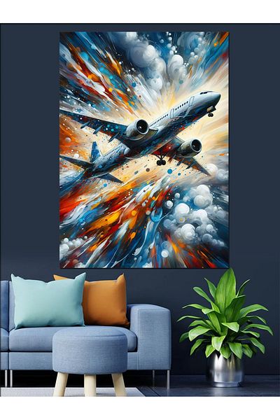 Tablomega Exploding Jet Plane Decorative Canvas - Mdf Wooden Painting