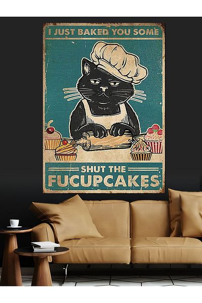 Tablomega Funny Chef Decorative Canvas - Mdf Wooden Painting