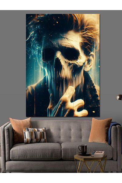 Tablomega Dark Skull Decorative Canvas - Mdf Wooden Painting
