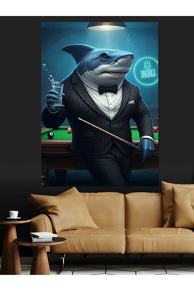 Tablomega Canvas Decorativ Shark cu Costum - Tablou din Lemn MDF