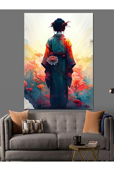 Tablomega Woman in Kimono Decorative Canvas - Mdf Wooden Painting