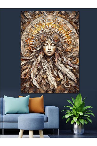 Tablomega Pânză decorativă pentru femei cu coroană de flori - Lemn MDF