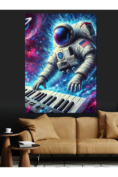 Tablomega Pânză decorativă Astronaut care cântă în sintetiză - Lemn MDF