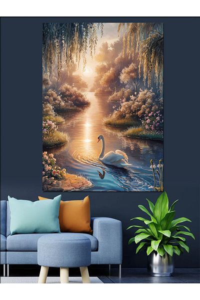 Tablomega Waterfall Landscape Decorative Canvas - Mdf Wooden Table