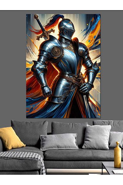 Tablomega Armored Warrior Decorative Canvas - Mdf Wooden Painting