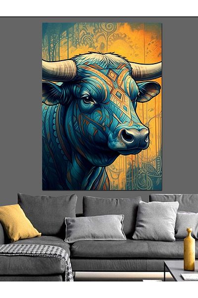 Tablomega Pânză Decorativă Blue Bull - Lemn MDF