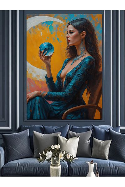 Tablomega Glass Globe Decorative Canvas - Mdf Wooden Table