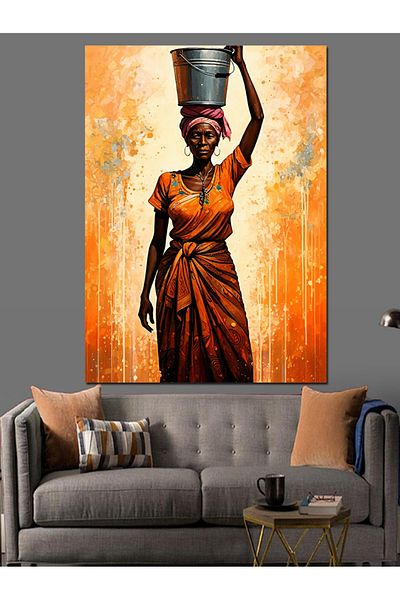 Tablomega Yellow Woman Decorative Canvas - Mdf Wooden Painting