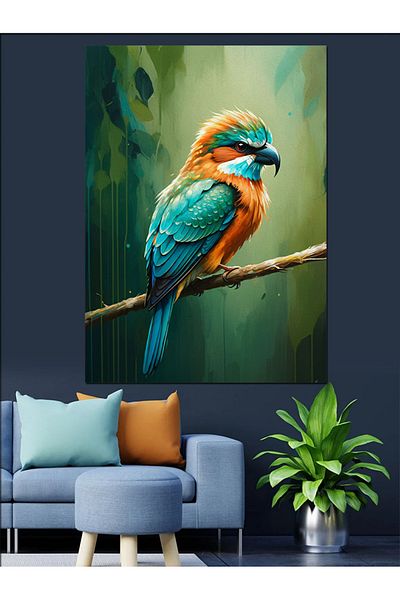 Tablomega Bird on the Branch Decorative Canvas - Mdf Wooden Painting