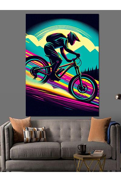 Tablomega Pânză Decorativă Neon Bicicletă - Lemn MDF