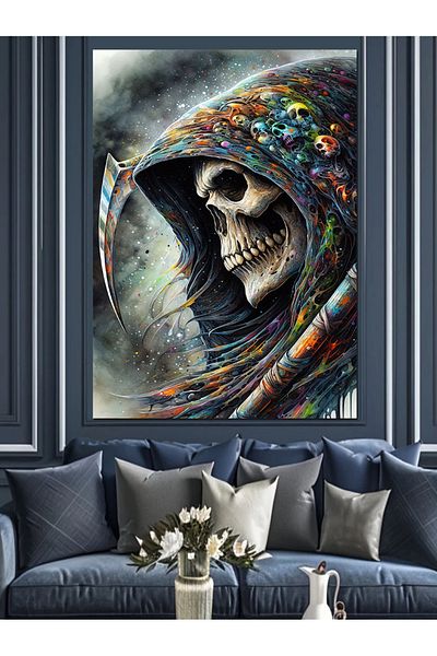 Tablomega Craniu cu glugă Figura Pânză Decorativă - Lemn MDF Pictură