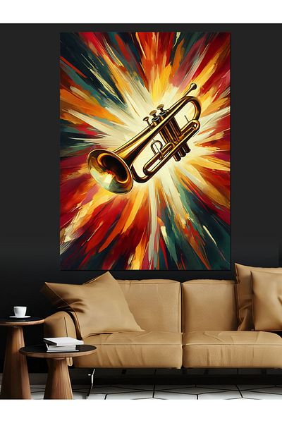 Tablomega Flaming Trumpet Decorative Canvas - Mdf Wooden Table