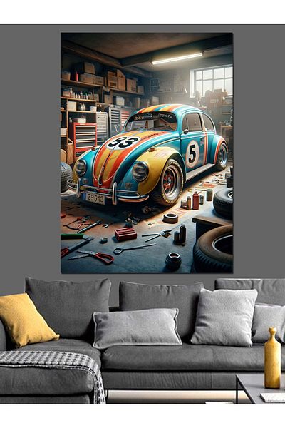 Tablomega Repair Shop Vosvos Decorative Canvas - Mdf Wooden Painting