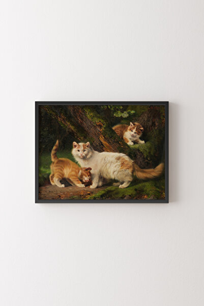 epiqart Cats Playing in the Forest - Black Frame