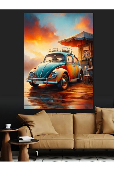 Tablomega Classic Car Decorative Canvas - Mdf Wooden Painting