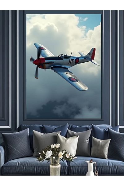 Tablomega Airborne Fighter Plane Decorative Canvas - Mdf Wooden Painting