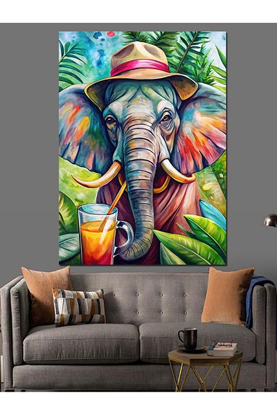 Tablomega Pânză decorativă elefant colorat - Lemn MDF