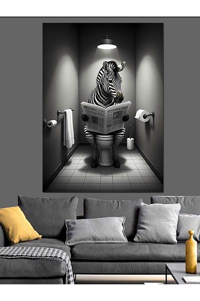 Tablomega Newspaper Zebra Decorative Canvas - Mdf Wooden Table