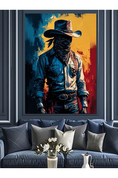 Tablomega Cowboy Silhouette Decorative Canvas - Mdf Wooden Painting