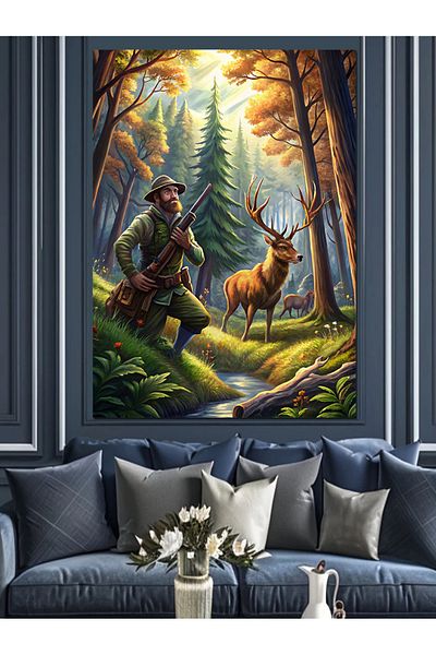 Tablomega Διακοσμητικός καμβάς Hunter in the Forest - Ξύλινος πίνακας MDF