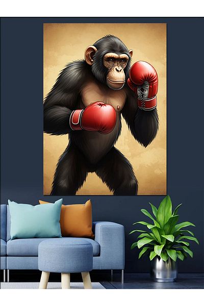 Tablomega Boxer Monkey Decorative Canvas - Mdf Wooden Painting