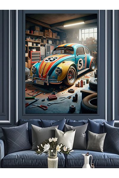 Tablomega Repair Shop Vosvos Decorative Canvas - Mdf Wooden Painting