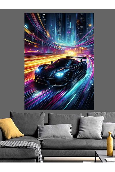 Tablomega Night Race Car Decorative Canvas - Mdf Wooden Painting