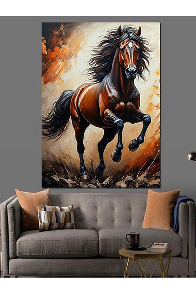 Tablomega Running Horse Decorative Canvas - Mdf Wooden Painting