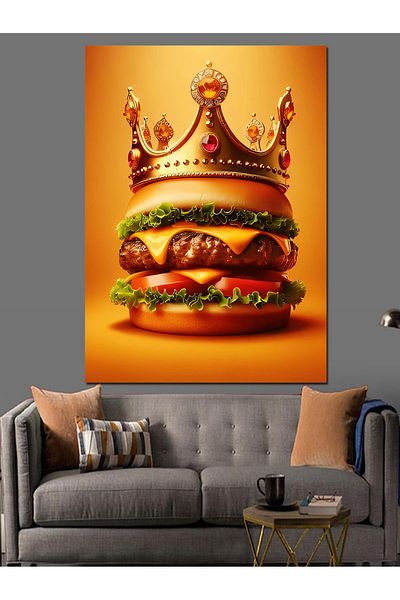 Tablomega Pânză decorativă Burger Crown - Lemn MDF