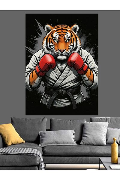Tablomega Boxer Tiger Decorative Canvas - Mdf Wooden Painting