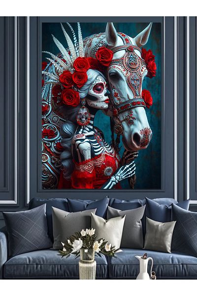 Tablomega Skeleton Horse Decorative Canvas - Mdf Wooden Painting
