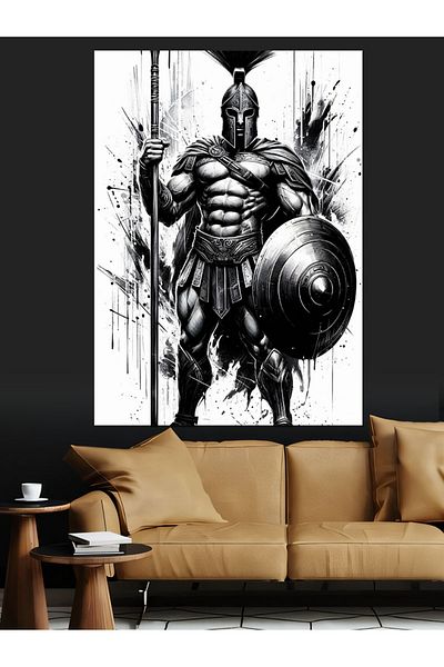 Tablomega Spartan Warrior Decorative Canvas - Mdf Wooden Painting