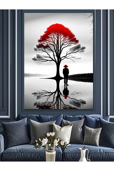 Tablomega Lonely Tree Decorative Canvas - Mdf Wooden Table