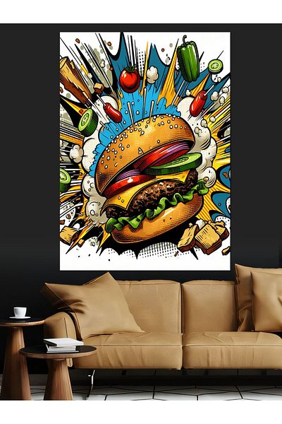 Tablomega Pânză decorativă Crazy Burger - Lemn MDF