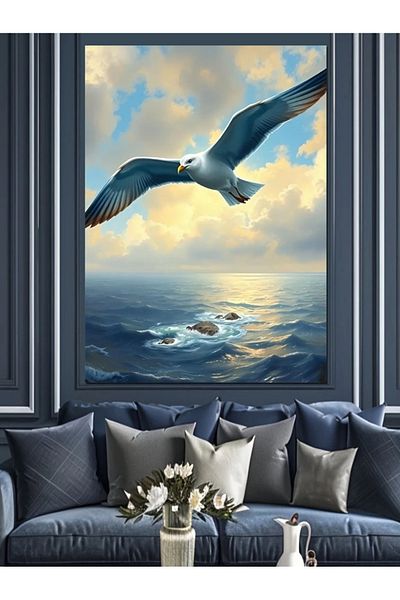 Tablomega Seagull in the Sea Decorative Canvas - Mdf Wooden Painting