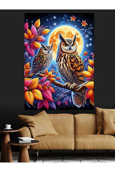 Tablomega Sleepy Owl Decorative Canvas - Mdf Wooden Painting
