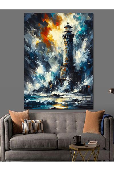Tablomega Stormy Sea Decorative Canvas - Mdf Wooden Painting
