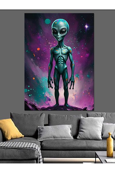 Tablomega Alien Portrait Decorative Canvas - Mdf Wooden Painting