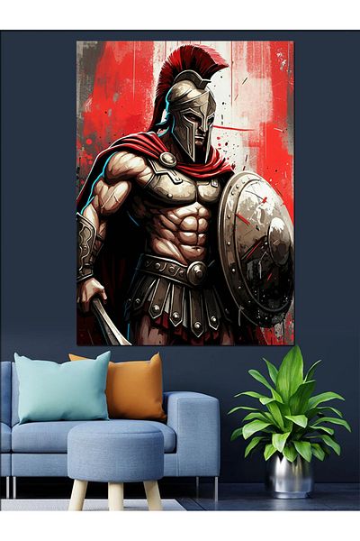 Tablomega Spartan Warrior Decorative Canvas - Mdf Wooden Painting