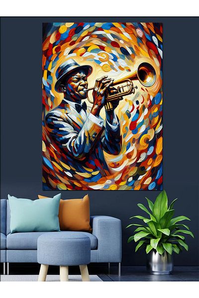 Tablomega Neon Trumpeter Decorative Canvas - Mdf Wooden Painting