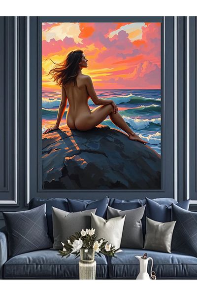 Tablomega Woman on Sunset Decorative Canvas - Mdf Wooden Painting