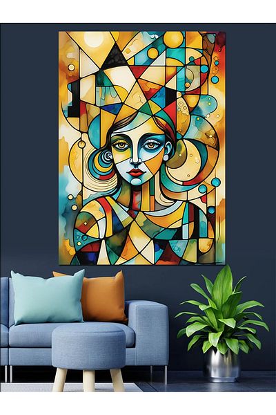 Tablomega Pânză decorativă cu portret colorat - Lemn MDF