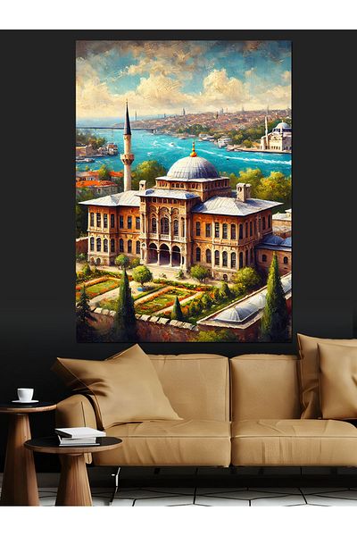 Tablomega Saraybahçe Landscape Decorative Canvas - Mdf Wooden Painting