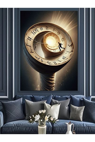 Tablomega Time Wheel Decorative Canvas - Mdf Wooden Table
