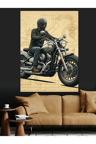 Tablomega Plan de Conducere Motociclete Pânză Decorativă - Lemn MDF Pictură