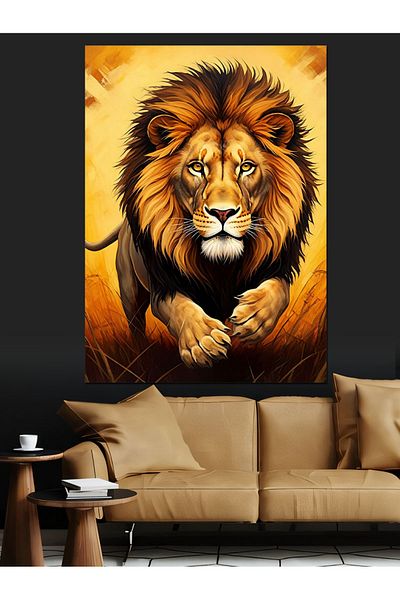 Tablomega Pânză decorativă Running Lion - Lemn MDF