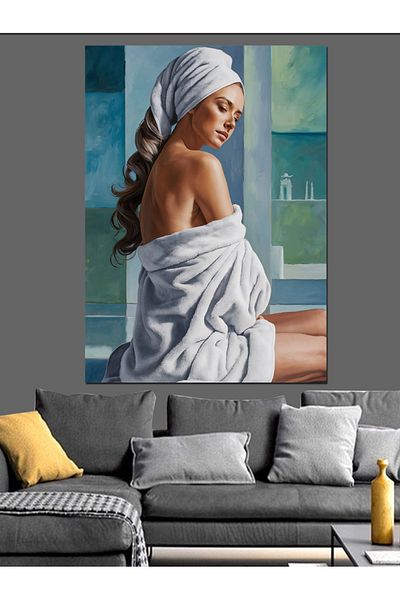 Tablomega Woman Decorative Canvas in the Bathroom - Mdf Wooden Painting