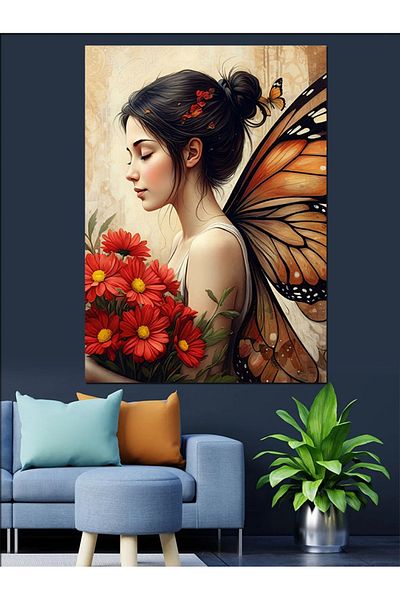 Tablomega Flower Fairy Decorative Canvas - Mdf Wooden Painting