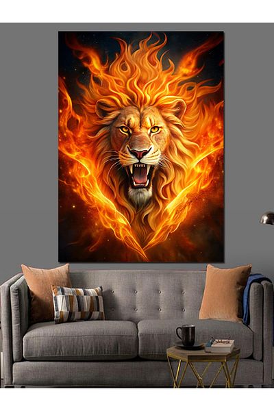 Tablomega Pânză decorativă Flame Lion - Lemn MDF